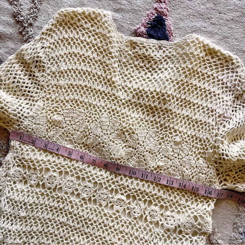 Vintage Willow Ridge Ivory Crochet Button Front Cardigan Medium Cottage Granny - Picture 8 of 10